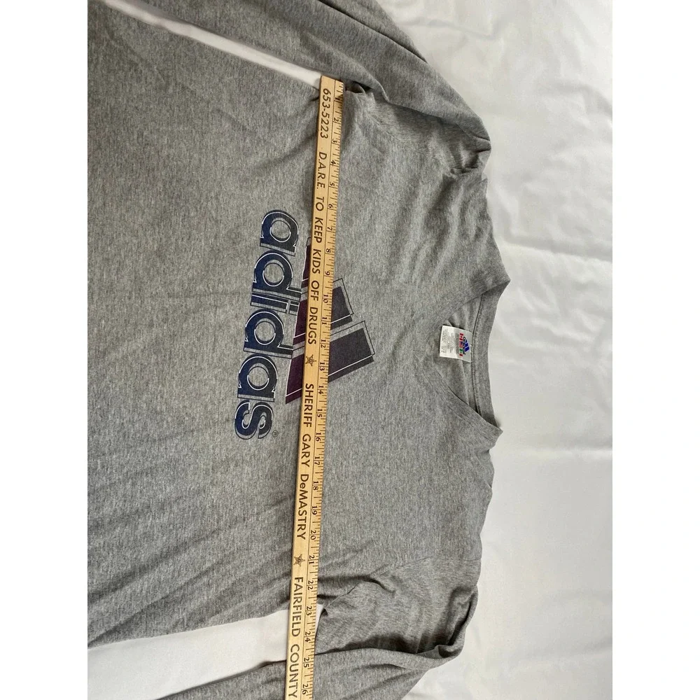 Adidas Long Sleeve T-Shirt Mens XL Gray Excellent Vintage Graphic Made in USA
